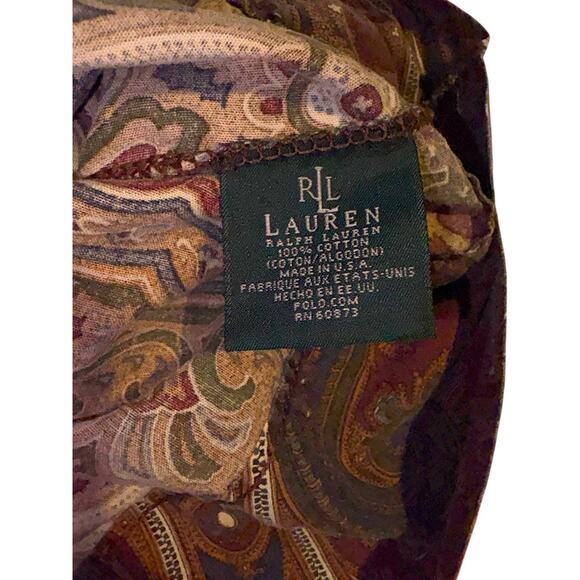 Pair 2 King Vintage Ralph Lauren Brianna Paisley Pillowcases Equestrian - Picture 6 of 7